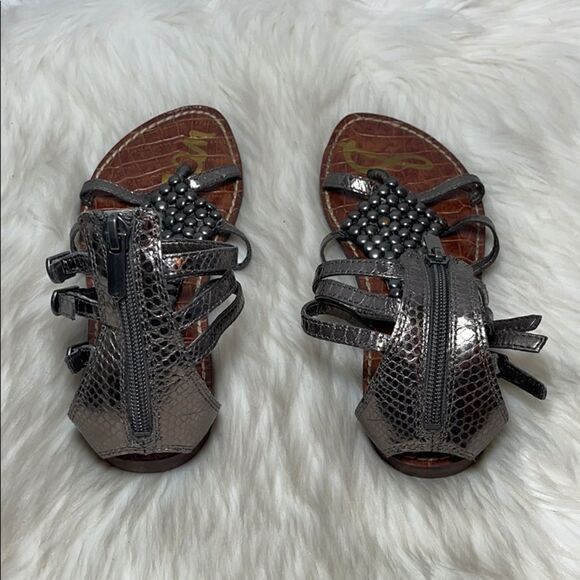 Sam Edelman Sandles Ginger Back Zip Metallic Beaded Gladiator Style size 5 - Picture 4 of 10